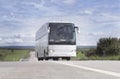 White Bus On Road Royalty Free Stock Photo