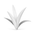 White bush grass lush stem leaves botanical herbal decor element 3d icon realistic vector