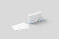 White business card mockup in acrylic holder isolated