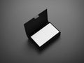 White business cards in the box on gray background Royalty Free Stock Photo