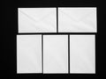 White business envelopes. set of letters envelopes isolated on black background, blank white folding paper, brochure magazine Royalty Free Stock Photo