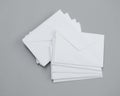 White business envelopes. set of letters envelopes isolated on gray background