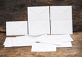 White business envelopes. set of letters envelopes isolated on wood background, selective focus. Royalty Free Stock Photo