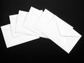 White business envelopes. set of letters envelopes isolated on black background, blank white folding paper, brochure magazine Royalty Free Stock Photo