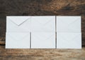 White business envelopes. set of letters envelopes isolated on wood background Royalty Free Stock Photo