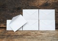 White business envelopes. set of letters envelopes isolated on wood background Royalty Free Stock Photo