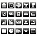 White business icons on black squares Royalty Free Stock Photo