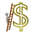 White business man climbs the ladder to gold dollar symbol Royalty Free Stock Photo