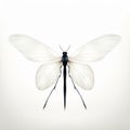 Translucent Layers: White And Black Dragonfly Illustration In Soft Minimalism Style