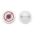 White button badge with Corona virus symbol