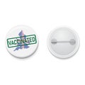 White button badge COVID-19 VACCINE campaign England map with VACINATED stamp