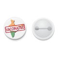 White button badge COVID-19 VACCINE campaign India map with VACINATED stamp