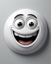 a white button with a smiley face on a gray background. generative ai