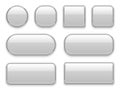 White buttons chrome frame. 3d realistic web glass elements oval rectangle square circle chrome white button interface Royalty Free Stock Photo
