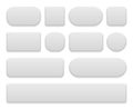 White buttons. Oval and round, rectangle and square icons app, different shapes wed menu panel. Plastic button 3d