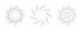 White buttons with spiral shutter shapes, white gray icons design