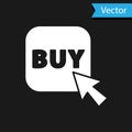 White Buy button icon isolated on black background. Vector Illustration Royalty Free Stock Photo