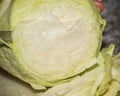 White cabbage is cut on a cutting board Royalty Free Stock Photo