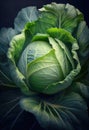 White cabbage. Head of white cabbage growing in vegetable garden. Generative AI Royalty Free Stock Photo