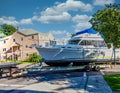 White Cabin Cruiser on Trailer