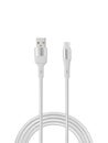 White cable for charging and synchronization with Type - C, USB, Micro USB, Lightning connectors on a white background Royalty Free Stock Photo