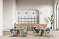 White cafe interior with bar and tables Royalty Free Stock Photo