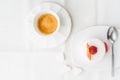 White cake with raspberry and coffee horizontal Royalty Free Stock Photo