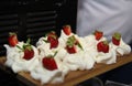 White cakes background. Meringue pavlova cake Royalty Free Stock Photo