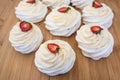 White cakes with strawberries on top Royalty Free Stock Photo