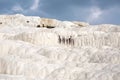 White calcium mountain with granite with small waterfall in summer in Pamukkale Royalty Free Stock Photo