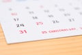 white calendar of last day on month, concept christmas and countdown Royalty Free Stock Photo