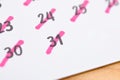white calendar of last day on month, concept new year and countdown Royalty Free Stock Photo