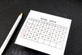White calendar page for April 2024 and pencil Royalty Free Stock Photo