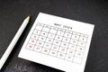 White calendar page for May 2024 and pencil Royalty Free Stock Photo