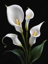 white calla lilies flower on dark background Royalty Free Stock Photo