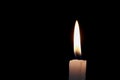 White candle burning in the dark Royalty Free Stock Photo