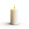 White Candle With Burning Flame Isolated On Clean White Background Royalty Free Stock Photo