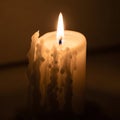 White candle with drips of wax cascading down the sides creating Royalty Free Stock Photo