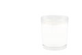 White candle in transparent glass isolated, mock up for branding identity of product, advertising, presentation, design of packing