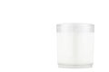 White candle in transparent glass isolated, mock up for branding identity of product, advertising, presentation, design of packing