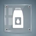 White Canister for motor machine oil icon isolated on grey background. Oil gallon. Oil change service and repair. Square Royalty Free Stock Photo