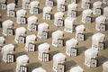 White canopied beach chairs at Baltic Sea