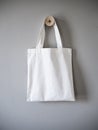 White Canvas Bag on Grey Background Royalty Free Stock Photo