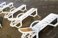 the white canvas beach bed on the beach