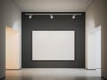 White canvas on the black wall. 3d rendering