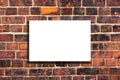 White canvas on an old brick wall Royalty Free Stock Photo