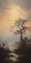 Winged Tree: Realistic Landscape With Ornithological Elements