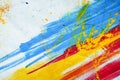 White canvas with red blue and yellow brush strokes.Texture or background Royalty Free Stock Photo