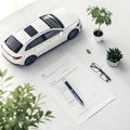 Automotive Loan Application with White Car Model Royalty Free Stock Photo