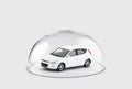 White car protected under a glass dome Royalty Free Stock Photo